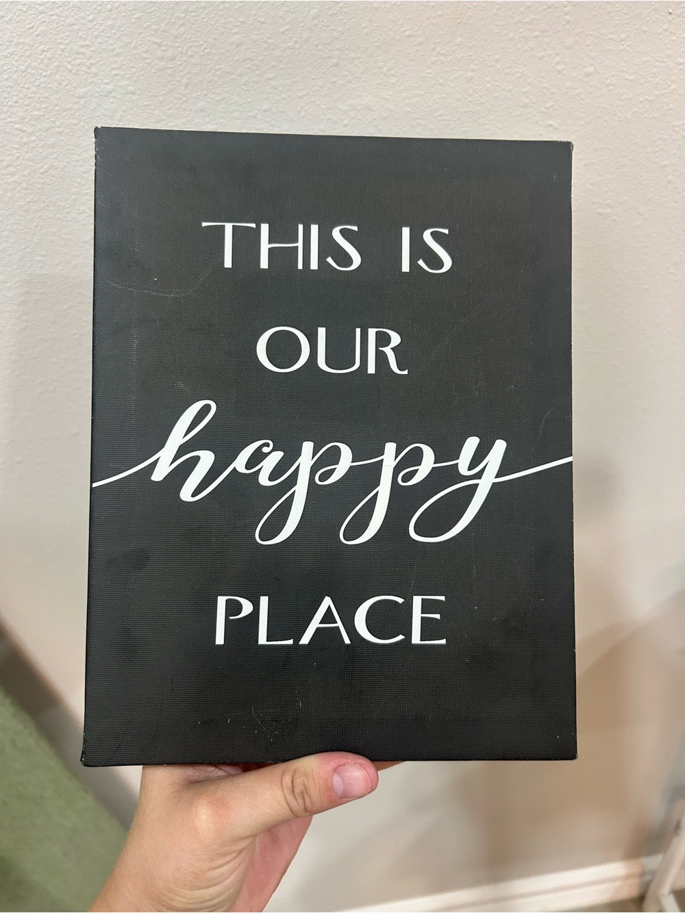 Bella Canvas Black and White 'Happy Place' Canvas Art
